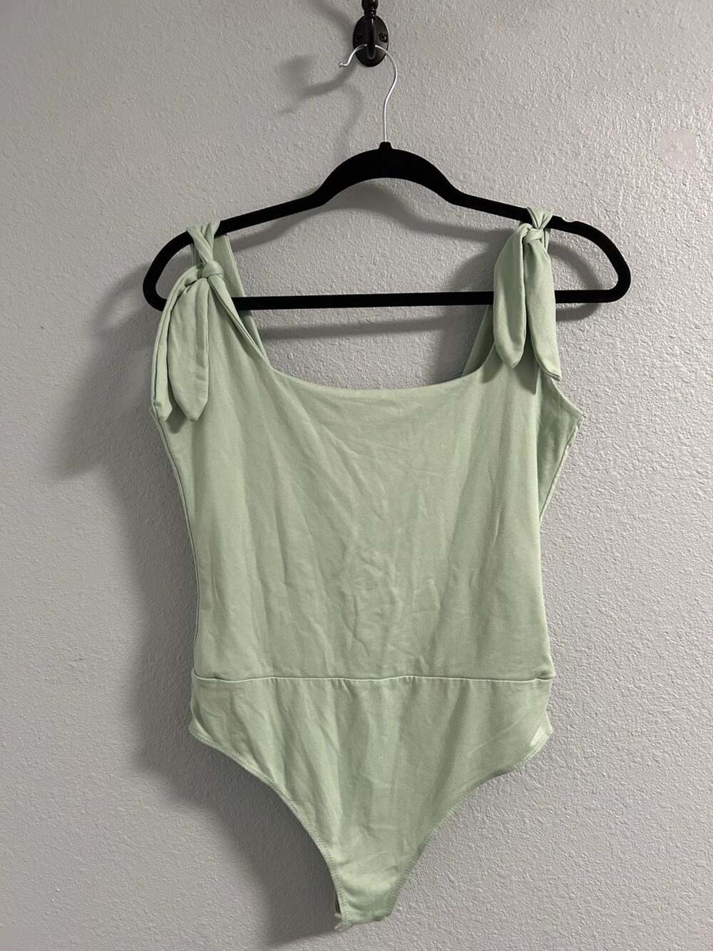 Pink Lily Bodysuit Size L Sage Green Tie Strap